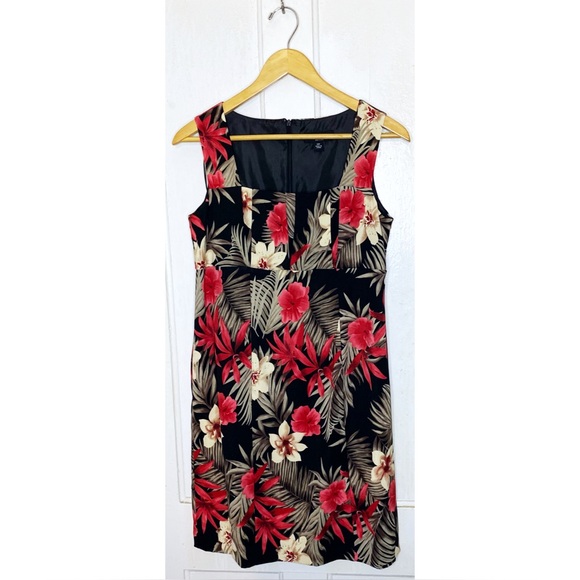 VINTAGE : Perceptions : size 14P : sleeveless tropical print floral sheath dress - Picture 1 of 10